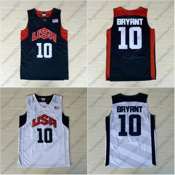 Cucite 10 Bryant Basketball Jersey Mens USA Dream Team Jersey Shirt a manicotto bianco blu cucito S-XXL 3130