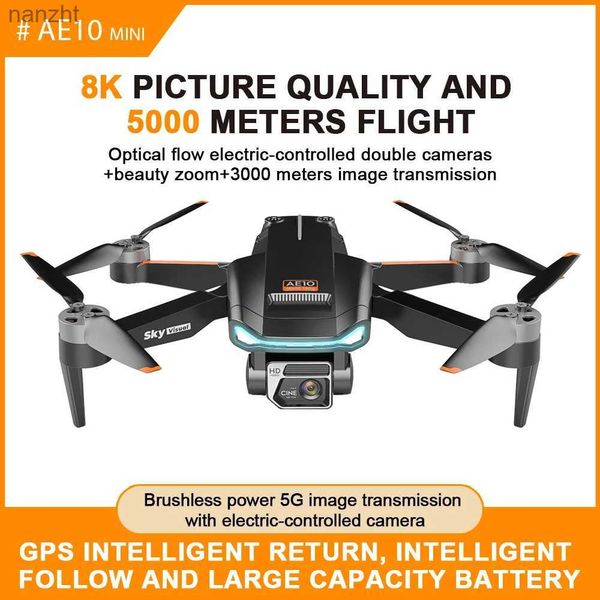 Drohnen AE10 Mini Light Drone Professionelle 8K HD Dual Camera G/Optical Flow Position bürstloser DC FPV VR/MV -Modus Intelligente Drohne WX