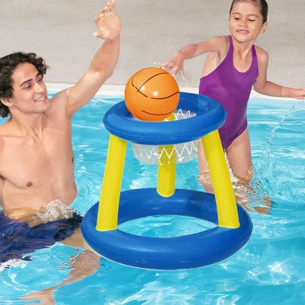Stand da basket per l'acqua Woop galleggiante gonfiabile con giocattoli da gioco in piscina per bambini 240506
