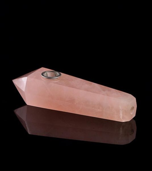 Natural Crystal Pink Smoking Pipes Tabakergie Stein Frauen Moderne Edelsteinrohr -Pipenturm -Quarzpunkte mit Geschenkbox7901603