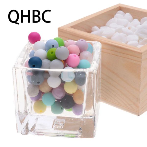 BLOCO QHBC 500PC Silicone 9mm redondo contas soltas BPA Baby Free Baby Denting Cheeteth Fidget Toys Fazendo qualidade de alimento mastigável colorido colorido