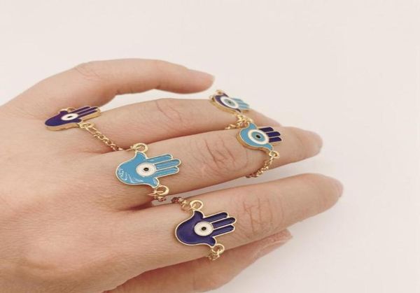 5pcsset dourado cor prata colorida turca hamsa mal anéis para mulheres vintage boho knuckle ring conjunto de joias de festa feminina presente222050402