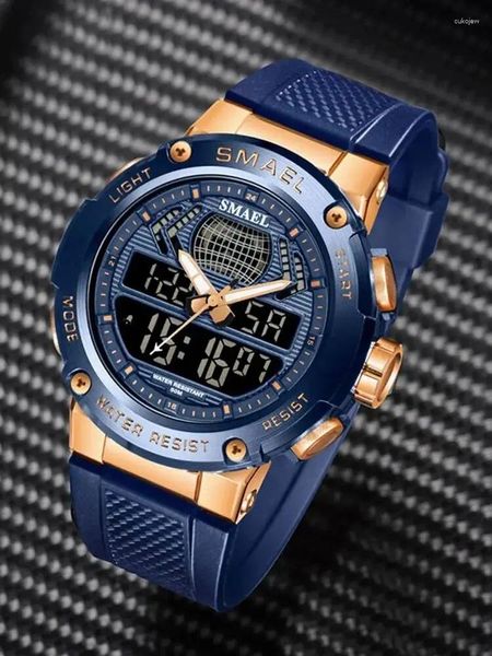 Orologi da polso orologio elettronico militare smael sport doppia ora di sveglia per la data auto cronometro luminoso 8032 orologio da polso per uomini