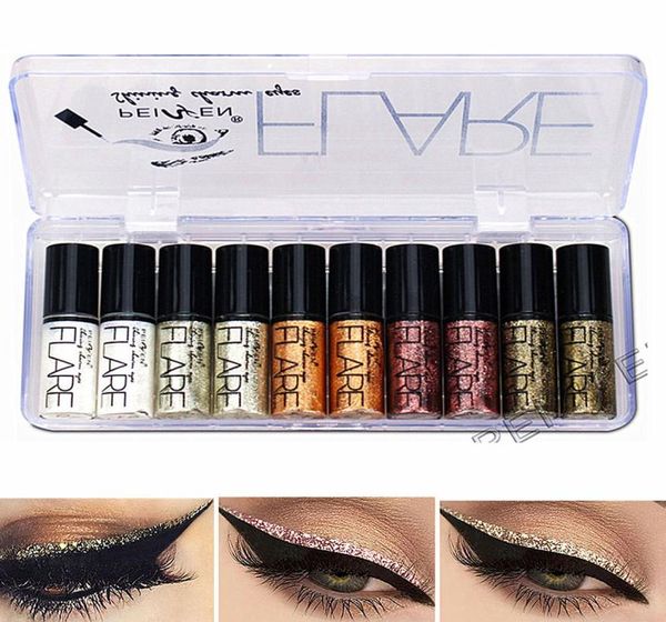 10pcslot ombretto trucco professionale in argento rosa color rosa color glitter eyeliner bling fodera per gli occhi lucido per donne pigmenti 7629634