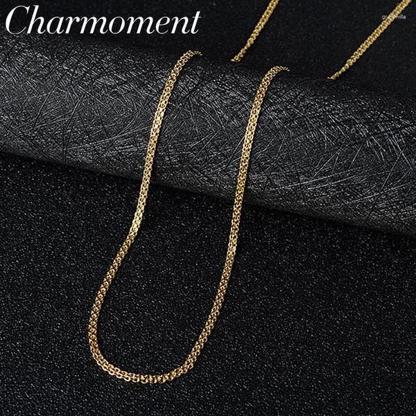 Correntes Charmoment 2024 Fsahion Brass Link Colar para homens Mulheres punk color dourado cobre Cadeia de quadro de hip -hop Presente por atacado