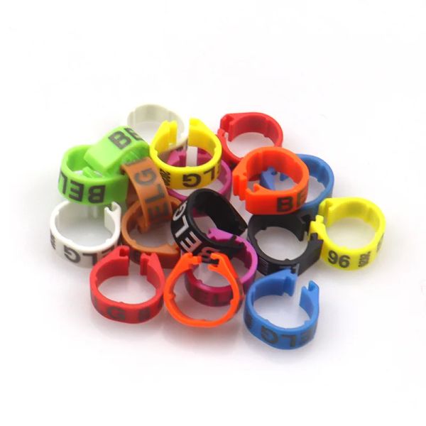 Anéis personalizados 100pcs 8mm de rings de pombo de plástico, clipes de etiqueta redonda para pombo pombos de laser personalizado gravado