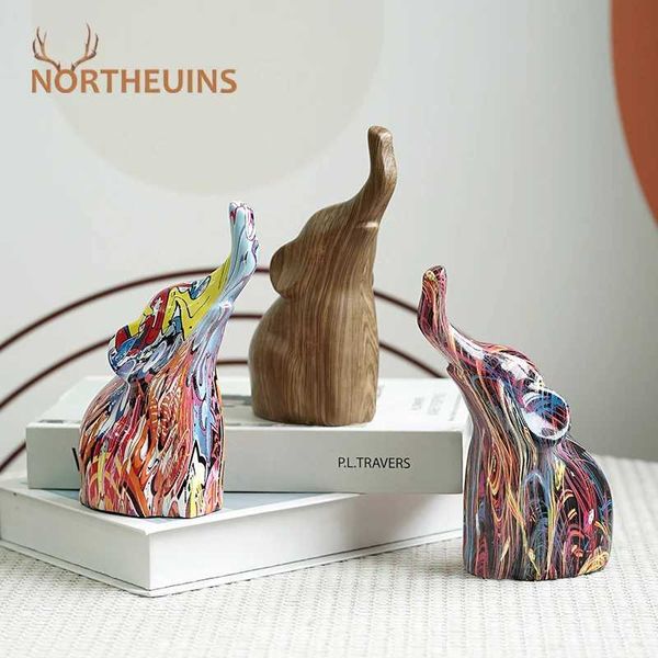 Figurine di oggetti decorativi Figurine Northeuins Resina Abstract Art Elephant Graffiti Manile per artigianato per interor Abstract Animal Model Collection Objects Oggetto T