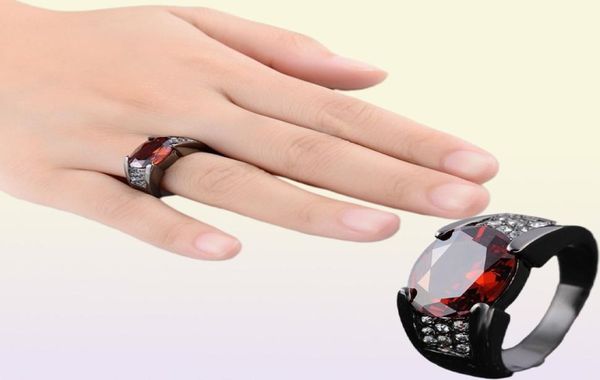 Hiphop 14k Black Gold Ruby Ring Ring Party Party Wedding Sapphire Pure Bizuteria For Mull Men Men Menisisex Rock Rock Anel de joalheria 207103045