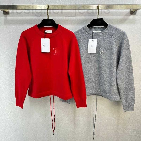 Designer de suéteres femininos no início da primavera novo CE Doce e suave vento preguiçoso lento Sweater de malha redondo de malha redondo KVBB