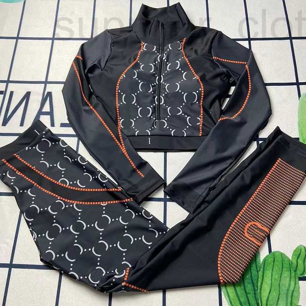 Kadınların Trailtsits Tasarımcı Uzun Kollu Kadın Moda Çift Mektup Baskılı Bodysuit Bayanlar Açık Bisiklet Tayt Taytları Jogging Sport Wear Wv00