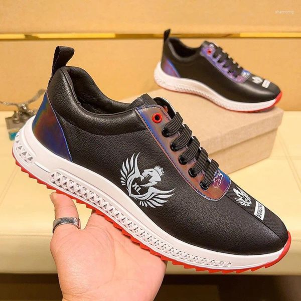 Casual Schuhe atmungsaktives Leder kleines weißes Herrenbrett Koreanische Version Sport High-End-Soft-Soled A3