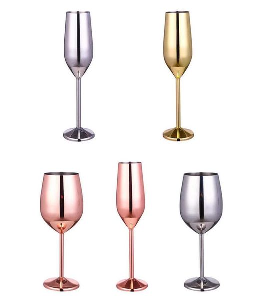 Copos de vinho de aço inoxidável elegante Drinkware Decoração de festas de casamento Decoração de vidro de aço inoxidável prata rosa dourado dourado presente X02682643