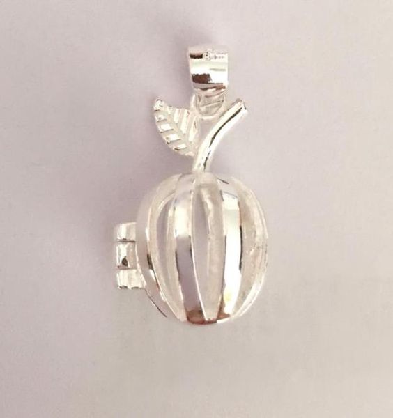 Solid 925 Silver Apple Locket Charm pode abrir o pendente de gaiola esterlina de prata, montando jóias de colar de pulseira DIY8125095