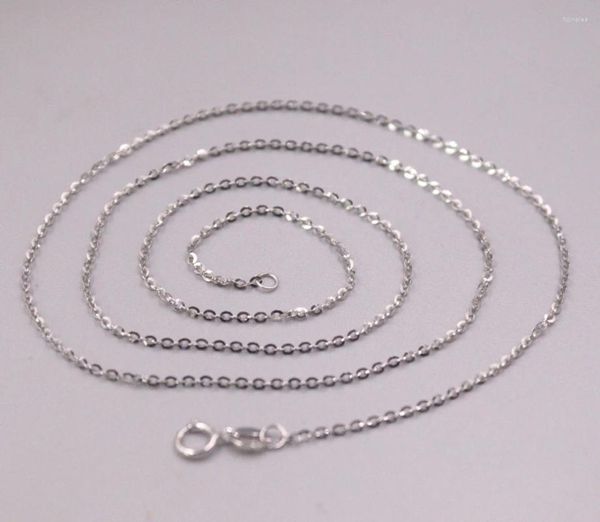 Correntes Real Pure 18k White Gold Chain Women Lucky 1,5mm o Colar de Link 1.93g/50cm