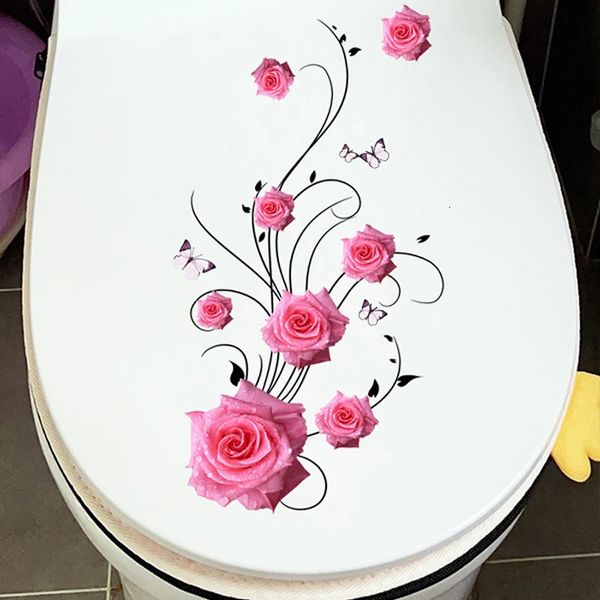 M488 Butterfly Rose Schlafzimmer Wohnzimmer Dekoration Wandkleher Wasserdichte Selfadhäsive Toilette 240506