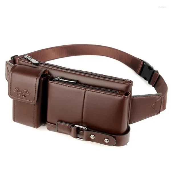 Bolsas de cintura Tripnuo Cow Leather Men Bag Casual Small Fanny Pack macho para celular e baú de viagem