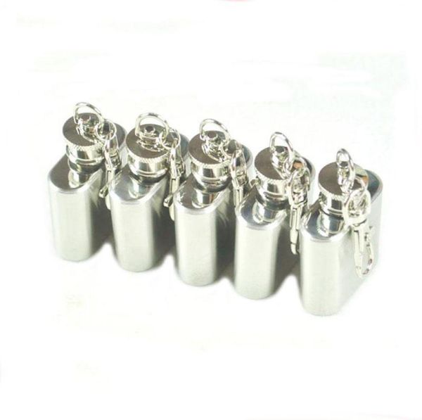 Mini frascos portáteis de quadril Keychain 1oz de aço inoxidável garrafa de uísque de uísque alcool de alcoólatra Flash flagon garrafa de óleo Tecla anel4292095