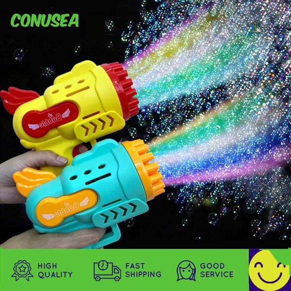 Pun di pistola giocattoli per bambini Rocket Bubble Blower per cannoni 29/23 bubble macchina per bolle estate bolle di bolle giocattoli per bambini ragazzi da ragazzi giochi all'aperto giardino t240506