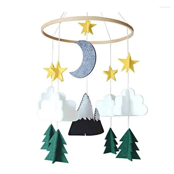 Figurine decorative Moon Star Mobile Decorazione sospesa Decorazione in feltro soggiorno camera da letto ornamento per bambini cucciolo di bosco per bambini ciondolo vivace