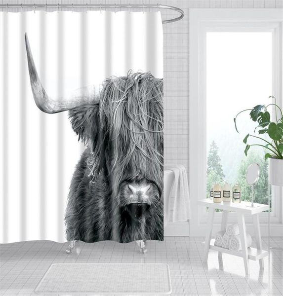 Tenda da bagno per animali blu impermeabile per bagno carino cesotto per doccia con stampa animale 3D Centena da bagno Cortina de Bano 2011281948602