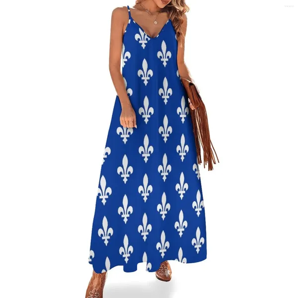 Lässige Kleider Quebec Flagge Provinz Ärmeloses Kleid Lange Frauen Sommer elegant Plus Größen