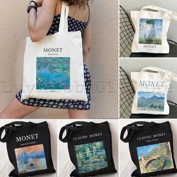 Drawschnell Claude Monet Wasser Lilien Garten Landschaft Malerei Frauen Umhängetasche Einkaufsbeutel Einkaufsbeutel Einkaufsbeutel Handtasche Handtasche Tasche Lady