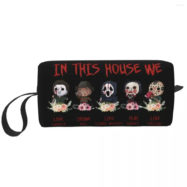 Bolsas de armazenamento Moda Halloween Horror Filme Personagem Viagem Bolsa de higiene pessoal feminino Organizador de maquiagem Cosmético Kit Dopp Beauty Dopp