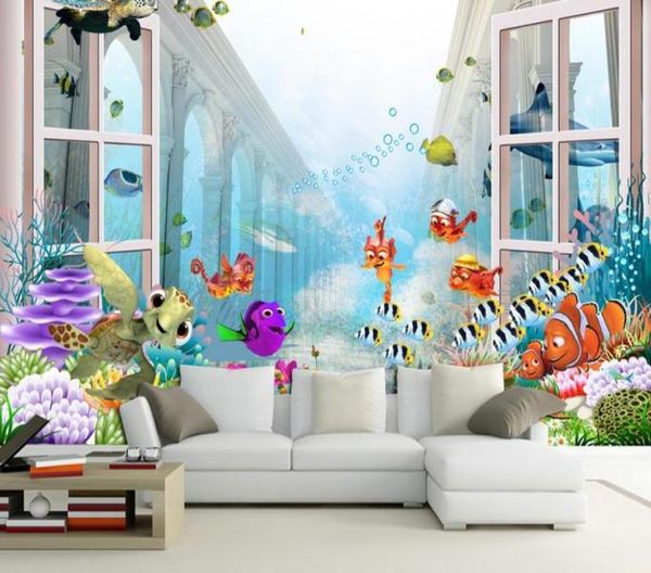 papel de parede personalizado 3D Children039s Sala Underwater World Wall Papers Decor para Kids5591282