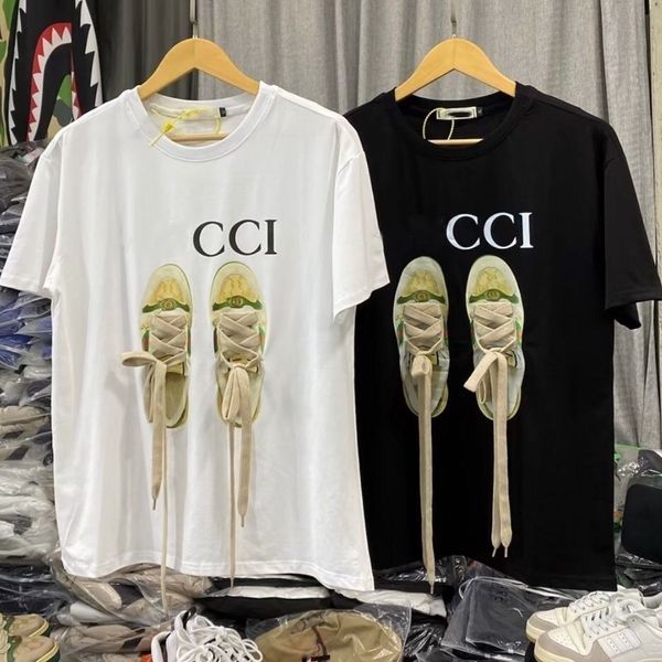 Designer de verão de alta qualidade de algodão feminino t-shirt Sapatos de cilada de alfabetização de tendência de estampa de alfabetismo de tendência de tendência de plata