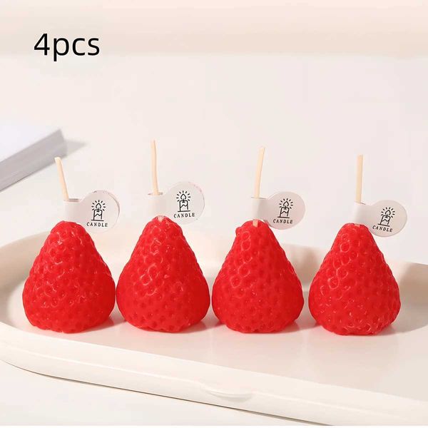 3pcs Candles 4pcs клубничные миниатюрные ароматические свечи Реалистичные фруктовые ароматерапевтические свечи идеально