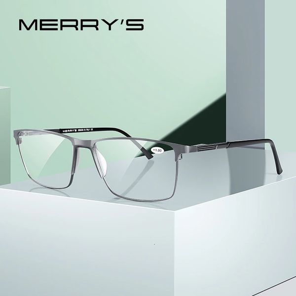 Merrys Design Men Чтение очков сплавные рамки против синего света блокировки CR-39 смола Асферические очки линзы S2170FLH 240416