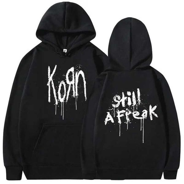 Мужские толстовок толстовок Korn Music Concert Concert Rock Band World Tour Tour Hoodie Mens Vintage Metal Gothic очень большая толстовка панк хип -хоп -толчок улицы Q240506