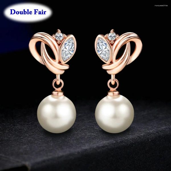 Dangle Ohrringe Kristall Drop/Dangle Roségold Farbe Silberton Mode Zirkonia Ohrring für Frauen Perlenperlen Schmuck Dwe166