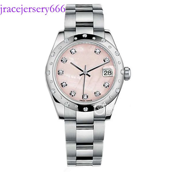 NY LA GM di alta qualità asiatica 2813 Sport Ladies automatiche Datejust 31mm Pink Mother-of-pearl Dialtra M178344-0018 Orologio da polso Diamond Bezel Orologi in acciaio inossidabile