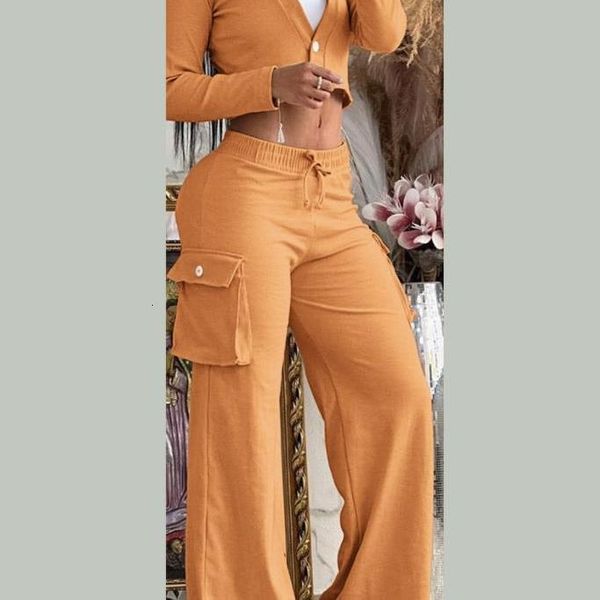 Calça de duas peças Deat Moda Set Set Rould Gcond Zipper Cargo Jaqueta Motocicleta Casaco Alta Cintura traseira elástica 2023 outono 11xx6045 231201