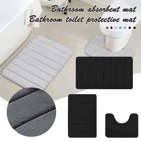 Tapetes de 3pcs/água de absorção de água conjunto conjunto de tapetes secos de máquina rápida lavável tapetes macios não deslizantes no banheiro preto cinza tapete de piso