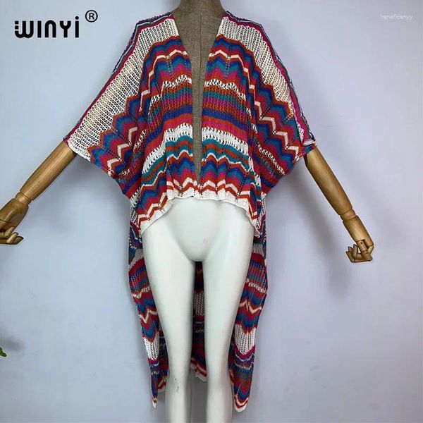 Parlak moda baskı tatlı bayan plaj bohem örgü seksi ceket rahat boho maxi tatil parti elbise