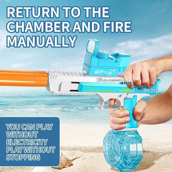 Toys Summer Desert Eagle Water Gun Full Electric Electric Water Gun Toy Children Outdoor Beach Fight Toy Boy Girl Gift 240420