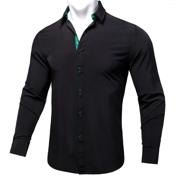 Camicie casual da uomo camicia da festa del marchio per uomo camisa maschilina nero verde patchwork mollano foll-down boot-down man manica lunga