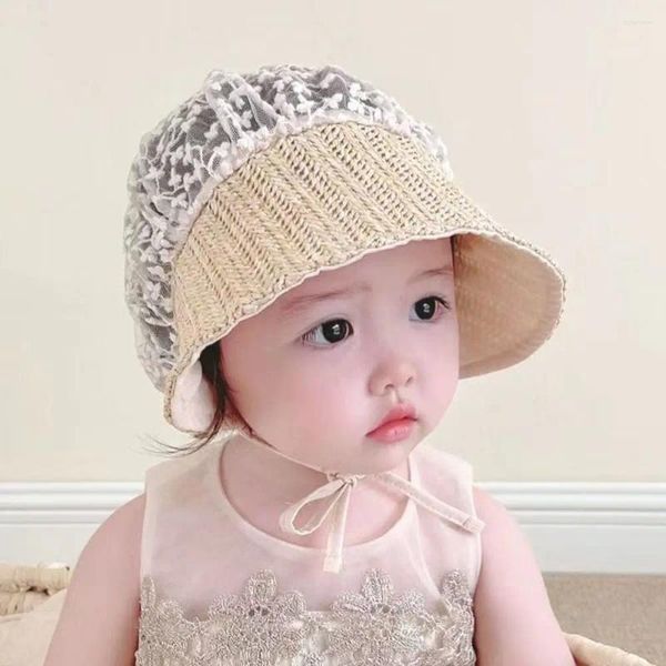 Berrette fiore foglie bambini regalo per il gambo del sole carino bambino beige bambino pizzo cappello solare a protezione sottile vavatazione intrecciata