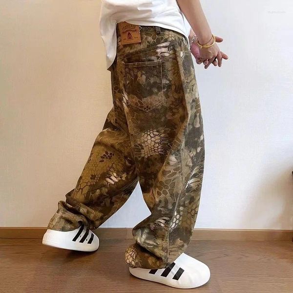 Pantaloni mimetici per jeans serpenti per maschi per uomini pantaloni a gamba a gamba a gamba maschio streetwear hip hop vintage abiti casual