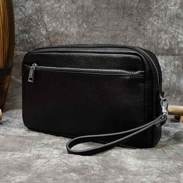 Brieftaschen Männer Clutch -Geldbeutel Frauen verrückte Pferd Echtes Lederkosmetikbeutel Telefon Tasche weiche Mini -Schulter -Reisetaschen