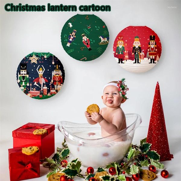 Decorazioni natalizie 5 pezzi di carta di Natale Nuckcracker rotondo decorazioni rotonde per l'anno fai -da -te lanterne da festa santa claus