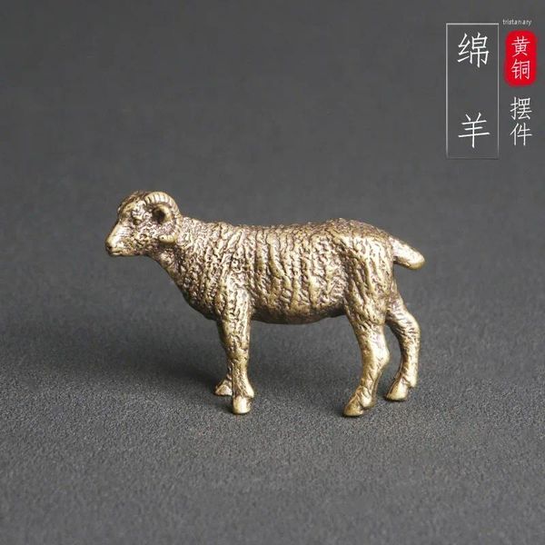 Brincos de colar de mesa de colar de bronze puro ornamentos de ovelha zodiac na fuwen brincar com artesanato de animal de estimação antigo