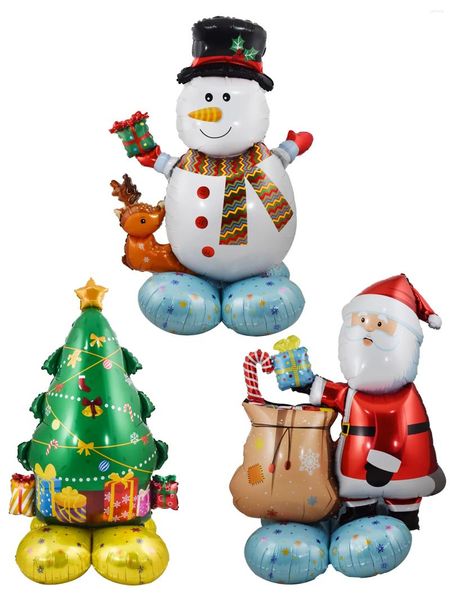 Decorazione per feste 1set di grandi dimensioni Tree di Natale Piedistallo Babbo Natale Snowman Elk Balloons Decorazioni dell'anno Navidad 2024 Decor