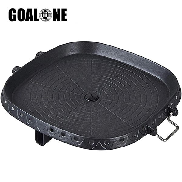 Grills goalone bbq grill padella con maifan in pietra mafan a superficie rivestita di friggiti da campeggio per esterni per esterno