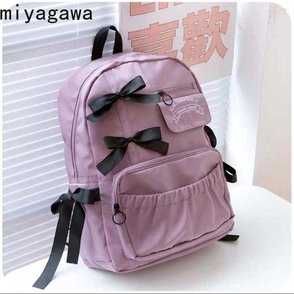 Bolsas escolares miyagawa japonês insp girl backpack de garoto para estudantes intermediários de alta capacidade de alta capacidade