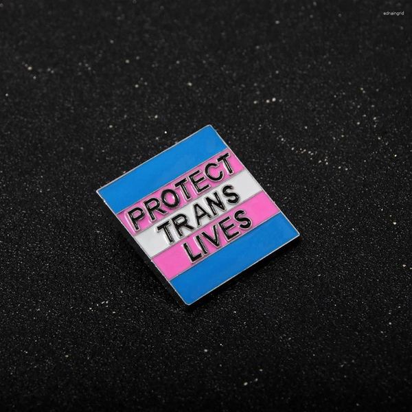 Броши Creative Protect Trans Lives Эмалевая штифт металлический квадратный значок Бруш для женщин, отводящие ювелирные аксессуары