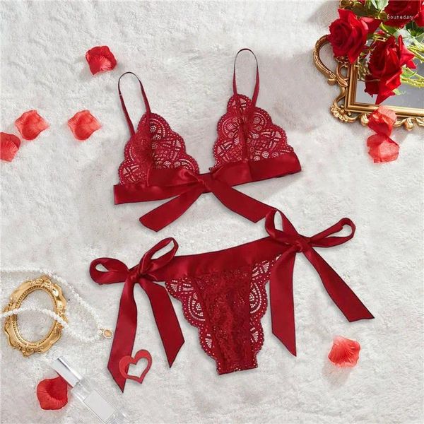 Bras sets mulheres teram bowknot sexy arame de lingerie livre lingerias sexys feminina tenta erótica de sutiã confortável tanga exótica conjunto