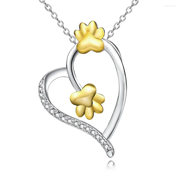 Colares de pingentes de colar de cães de coração simples para mulheres simplicidade incrustada zircão strass bling jóias finas